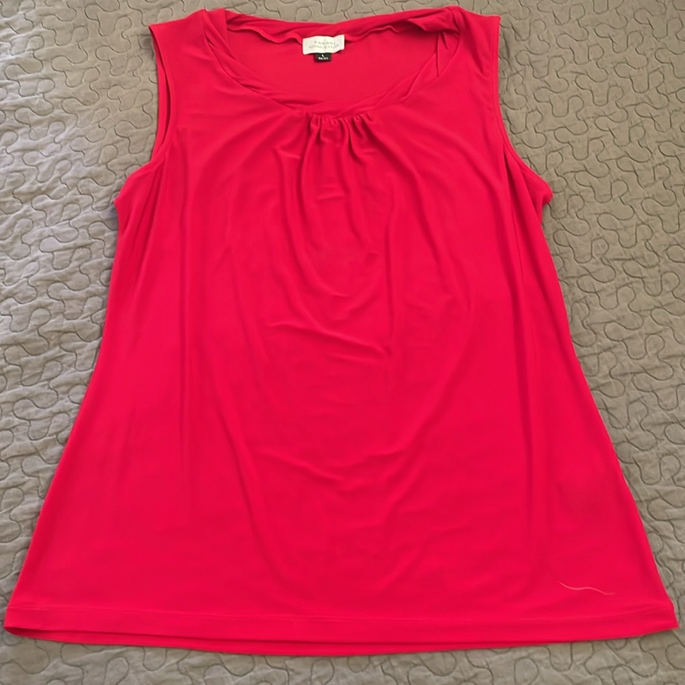 Tahari Red Ruched Tank Top
